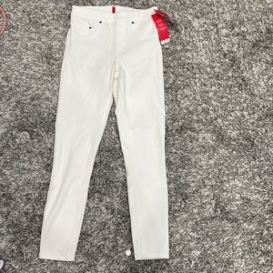 spanx cropped white denim leggings